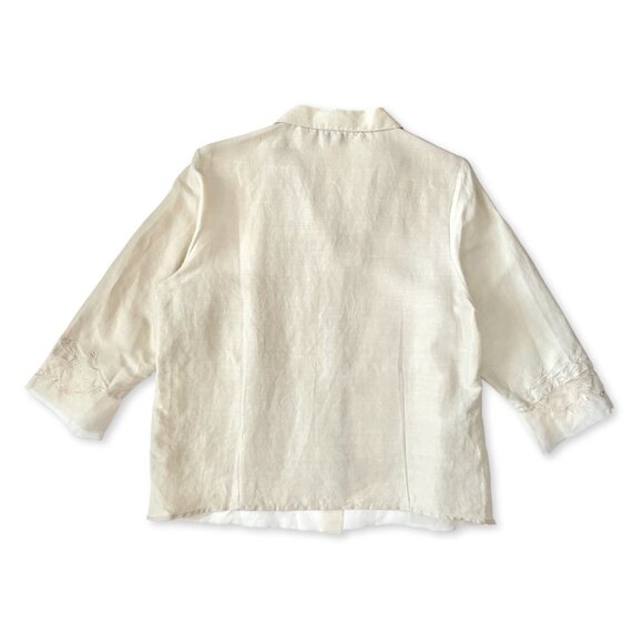 Vintage Linen Anne Carson Creme Button Up Jacket Summer Coastal Grandma - Picture 2 of 9
